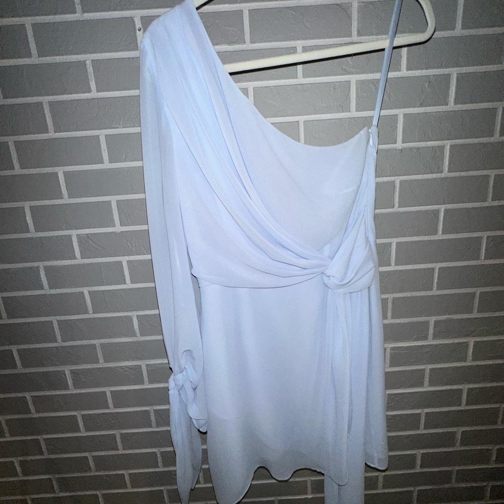 Gianni Bini Layla Chiffon One Shoulder Tie Sleeve Sheath Dres size 4